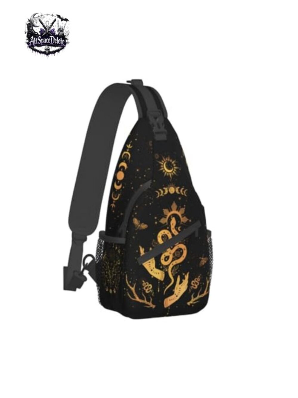 Witchy Moth Moon Crossbody Bag Polyester Gothic Sling Travel Bag Women
